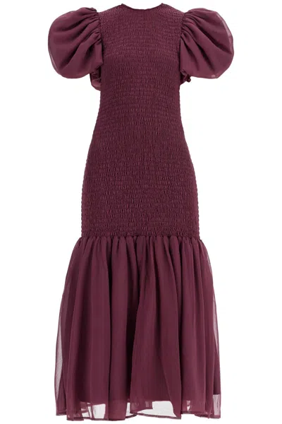 Shop Rotate Birger Christensen Abito Smock In Chiffon In Purple