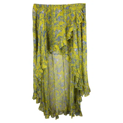 Caroline Constas Adelle Ruffled Asymmetric Skirt In Yellow Polyester In Yellow