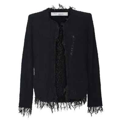 Iro Shivani Frayed Jacket In Black Wool In Black