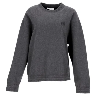 AMI ALEXANDRE MATTIUSSI AMI PARIS ALEXANDRE MATTIUSSI CREWNECK SWEATER IN GREY COTTON 
