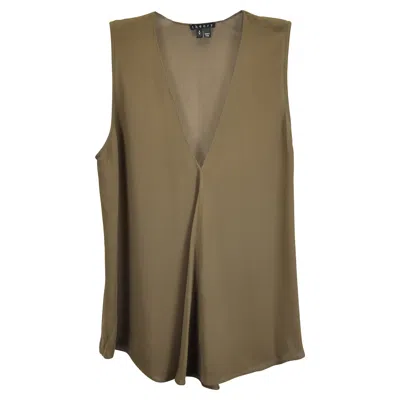 Theory V-neck Tank Top In Green Silk In Green