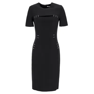 Mugler Staple-details Sheath Dress In Black Wool In Black