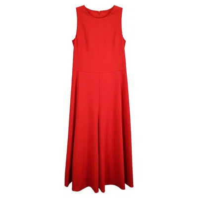 Akris Sleeveless Pleated Midi Dress In Red Cotton In Red