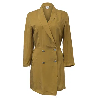 Ba&sh Arya Double-breasted Mini Dress In Mustard Yellow Cupro In Yellow