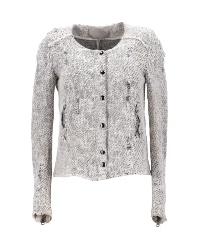 Iro Distressed Jacket In Grey Cotton In Grey