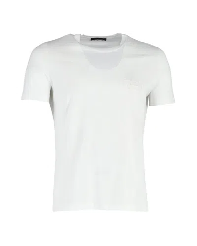 Versace Logo Crewneck T-shirt In White Cotton In White