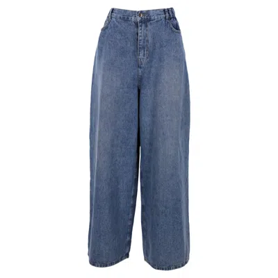 THE FRANKIE SHOP WIDE LEG JEANS IN BLUE COTTON DENIM 