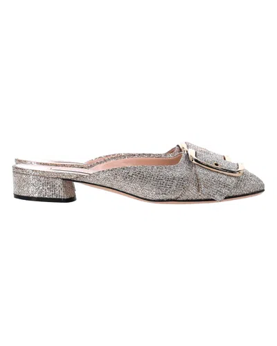 Casadei Alexa Low-heel Mules In Gold Glitter In Gold