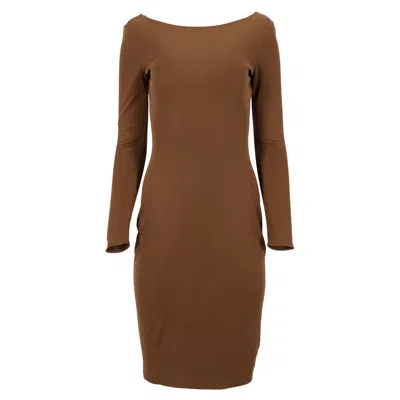 Polo Ralph Lauren Collection Long Sleeve Dress In Brown Cotton In Brown