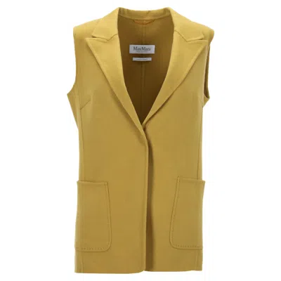 Max Mara Double Faced Vest In Yellow Wool In Yellow