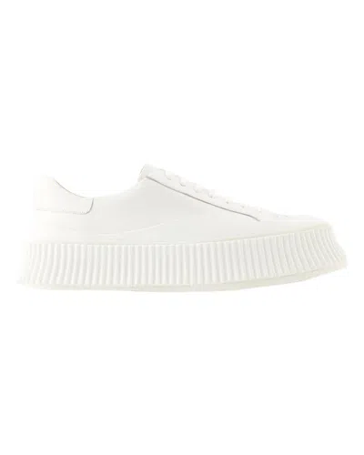 Jil Sander Man Sneakers Ivory Size 10 Textile Fibers In White