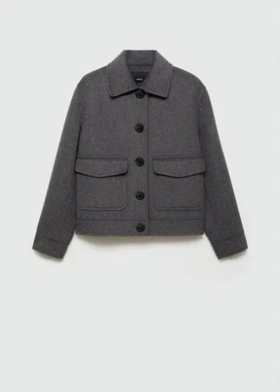 Shop Mango Wool-blend Jacket With Pockets Grey