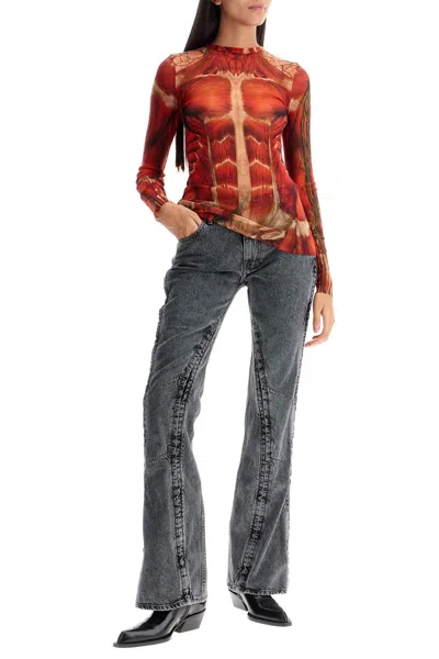 Jean Paul Gaultier Red 'the Écorché' Long Sleeve T-shirt In Red