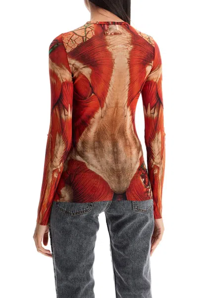 Jean Paul Gaultier Red 'the Écorché' Long Sleeve T-shirt In Red
