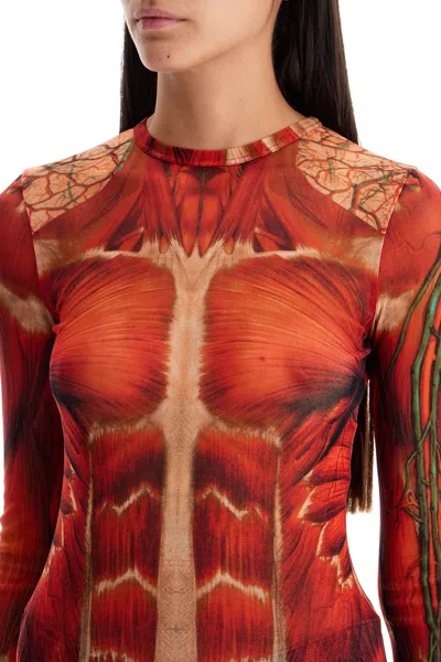 Jean Paul Gaultier Red 'the Écorché' Long Sleeve T-shirt In Red