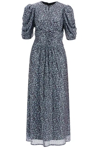 Rotate Birger Christensen Sequinned Printed Maxi Dress In Blue