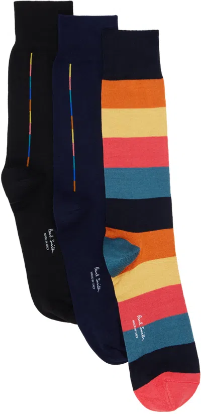 Shop Paul Smith マルチカラー アーティスト ミックス ソックス 3足セット In 1a Multicolour