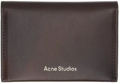 Shop Acne Studios ブラウン レザー 二つ折りカードケース In Adm Dark Brown