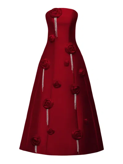 Nds The Label Appliqued Strapless Maxi Gown In Pink