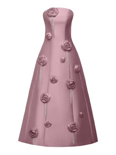 Nds The Label Appliqued Strapless Maxi Gown In Pink