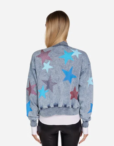 Lauren Moshi Shilese Color Crystal Multi Stars In Faded Denim