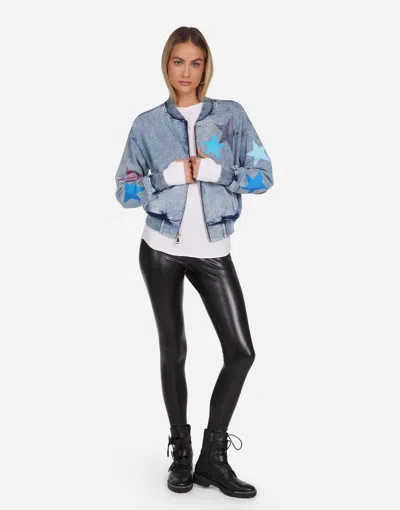 Lauren Moshi Shilese Color Crystal Multi Stars In Faded Denim