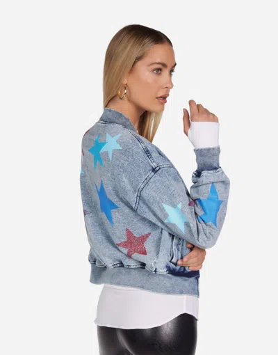 Lauren Moshi Shilese Color Crystal Multi Stars In Faded Denim