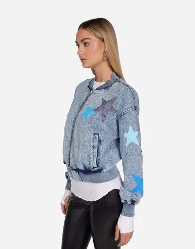 Lauren Moshi Shilese Color Crystal Multi Stars In Faded Denim