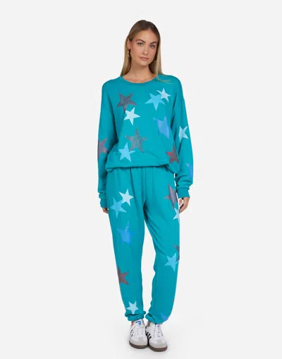 Lauren Moshi Tanzy Color Crystal Multi Stars In Teal Blue