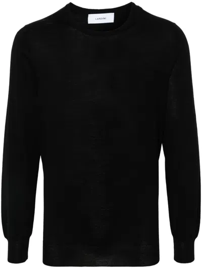 Lardini Men's Lightweight Crew Neck Wool Sweater In Black