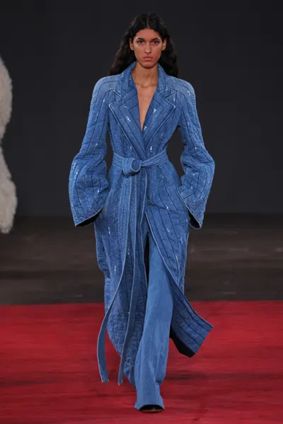 Gabriela Hearst Dalloway Quilted Cotton-blend Coat In Light Blue Denim