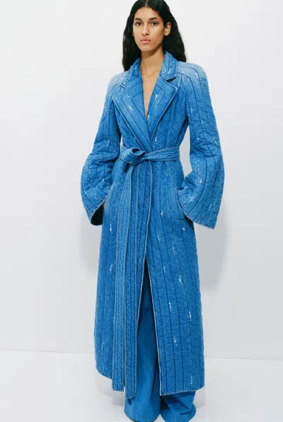 Gabriela Hearst Dalloway Quilted Cotton-blend Coat In Light Blue Denim