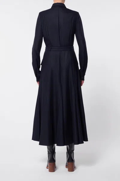 Gabriela Hearst Roe Shirtdress In Dark Navy Virgin Wool Cashmere Flannel In Dark Navy