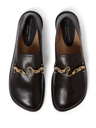 Stella Mccartney Loafers Flat Sole Round Toe Gold-tone Hardware In Brown