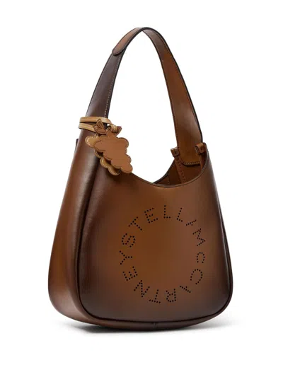 Shop Stella Mccartney Logo Slouchy Tote Bag In Brown