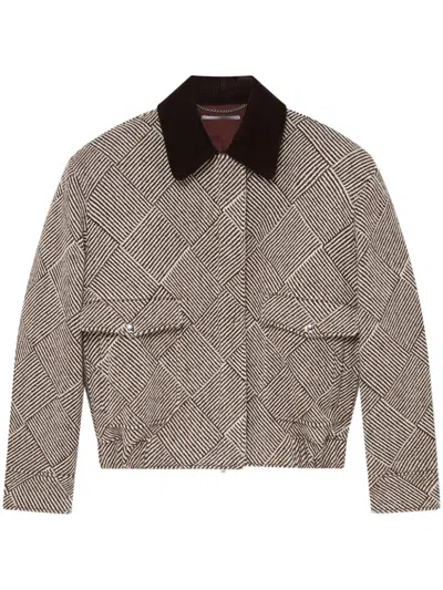 Stella Mccartney Bomber Oversize In Tweed Ricamato Donna In Neutrals