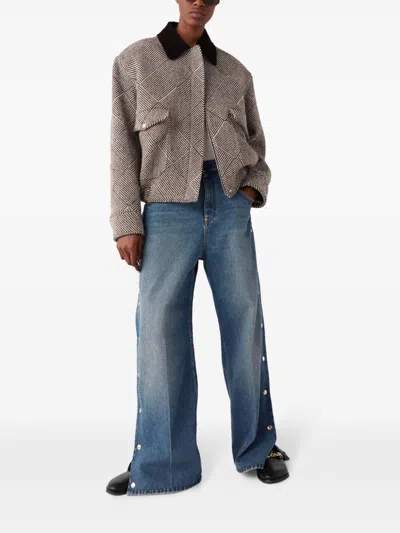 Stella Mccartney Bomber Oversize In Tweed Ricamato Donna In Neutrals