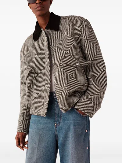 Stella Mccartney Bomber Oversize In Tweed Ricamato Donna In Neutrals