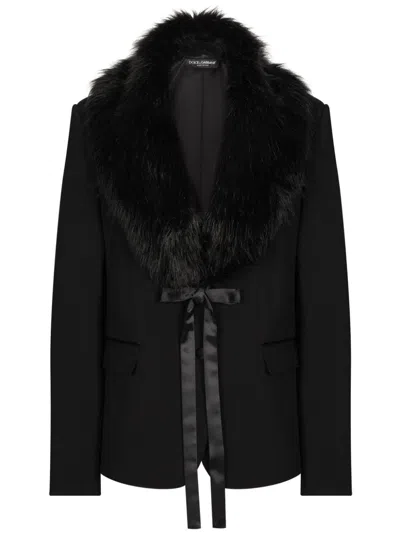 Dolce & Gabbana Long Sleeve Casual Jacket In Black