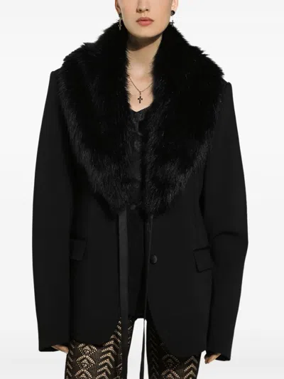 Dolce & Gabbana Long Sleeve Casual Jacket In Black