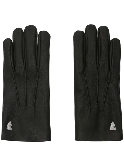 Burberry Leather B Shield Gloves In Black