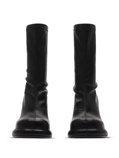 Burberry High Wedge Heel Pillar Boots In Black