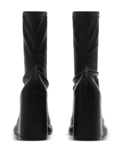 Burberry High Wedge Heel Pillar Boots In Black
