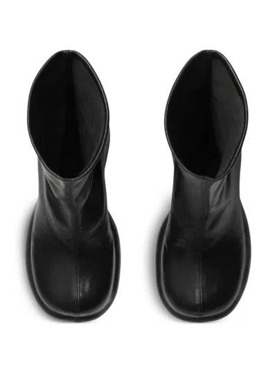 Burberry High Wedge Heel Pillar Boots In Black