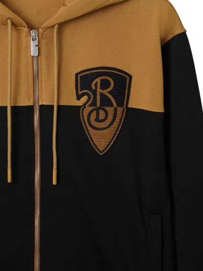 Shop Burberry B Shield-logo Zip-up Hoodie In Black