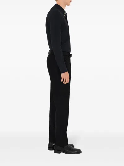 Burberry Ekd Long-sleeve Polo Shirt In Blue