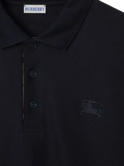 Burberry Ekd Long-sleeve Polo Shirt In Blue
