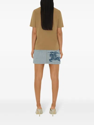 Burberry Paisley-logo Cotton T-shirt In Brown