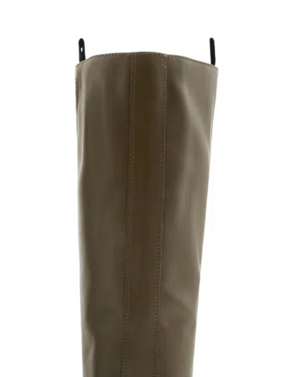 Burberry Leather Stomp Knee-high Boots In Green