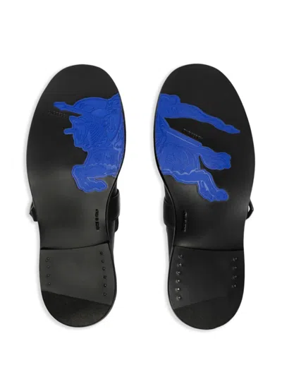 Burberry Cobble Fringe Detailing Leather Loafers In Black